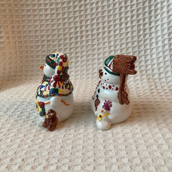 JC Penney Vintage Leslie Beck Snowmen Salt & Pepper Shakers New Old Stock NIB - Picture 3 of 11